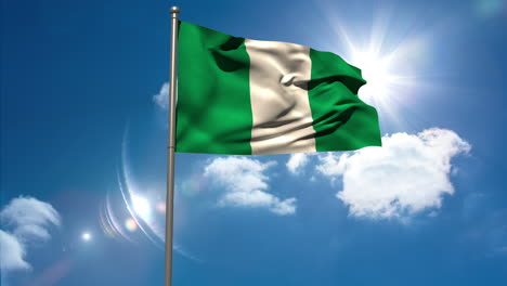 Nigerianische-Nationalflagge-Weht-Am-Fahnenmast