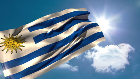 Uruguay-national-flag-blowing-in-the-breeze