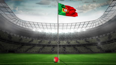 Portugal-Nationalflagge-Weht-Am-Fahnenmast