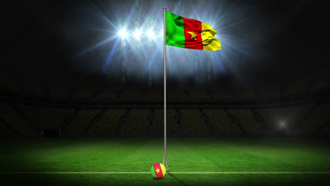 Cameroon-national-flag-waving-on-flagpole-