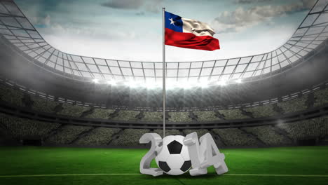 Chile-national-flag-waving-on-flagpole-with-2014-message