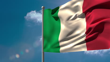 Bandera-Nacional-De-Italia-Ondeando-En-El-Asta-De-La-Bandera