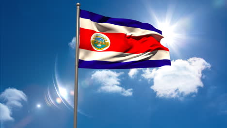 Costa-Rica-Nationalflagge-Weht-Am-Fahnenmast