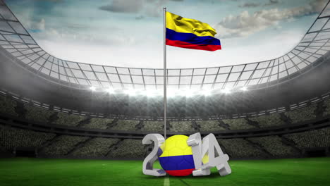 Bandera-Nacional-De-Colombia-Ondeando-En-El-Estadio-De-Fútbol
