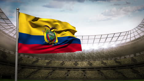 Ecuador-national-flag-waving-on-stadium-arena