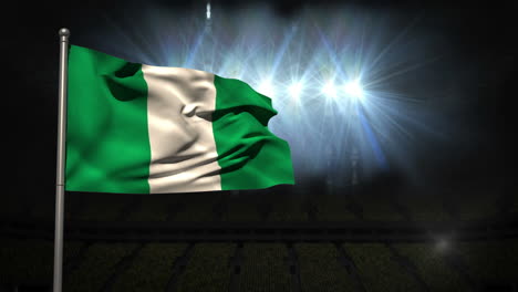 Bandera-Nacional-De-Nigeria-Ondeando-En-El-Asta-De-La-Bandera