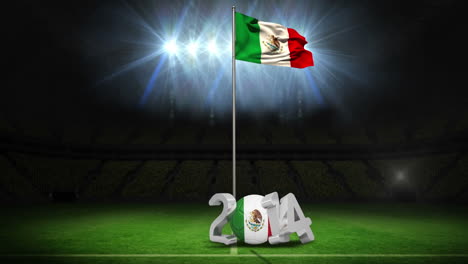 Bandera-Nacional-De-México-Ondeando-En-El-Campo-De-Fútbol-Con-Mensaje