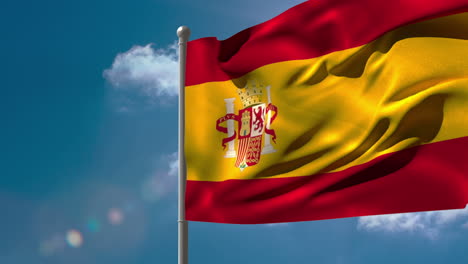 Spain-national-flag-waving-on-flagpole