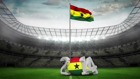 Bandera-Nacional-De-Ghana-Ondeando-En-El-Estadio-De-Fútbol