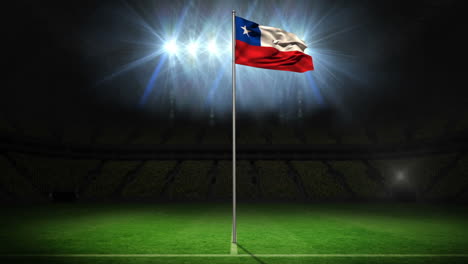 Chile-national-flag-waving-on-flagpole-