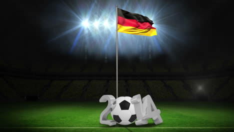 Deutsche-Nationalflagge-Weht-Am-Fahnenmast-Mit-Der-Botschaft-„2014“