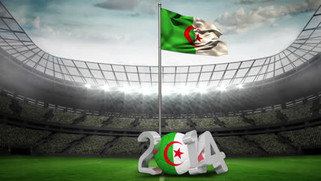 Bandera-Nacional-De-Argelia-Ondeando-En-El-Estadio-De-Fútbol