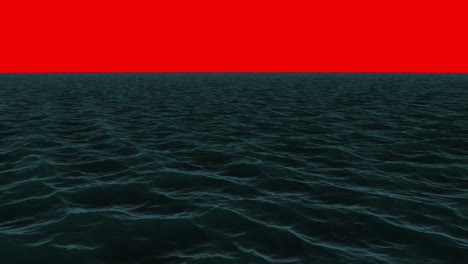 Noch-Blauer-Ozean-Unter-Rotem-Bildschirmhimmel-