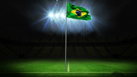 Bandera-Nacional-De-Brasil-Ondeando-En-El-Asta-De-La-Bandera-