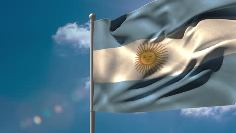 Argentina-national-flag-waving-on-flagpole