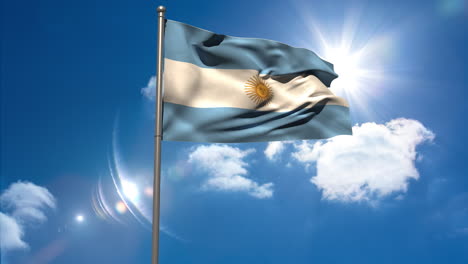Bandera-Nacional-Argentina-Ondeando-En-El-Asta-De-La-Bandera-