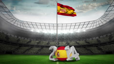 Spanische-Nationalflagge-Weht-Am-Fahnenmast-