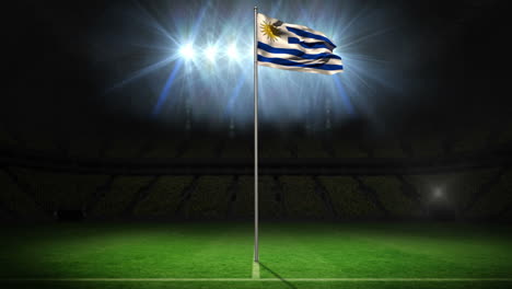 Uruguay-national-flag-waving-on-flagpole