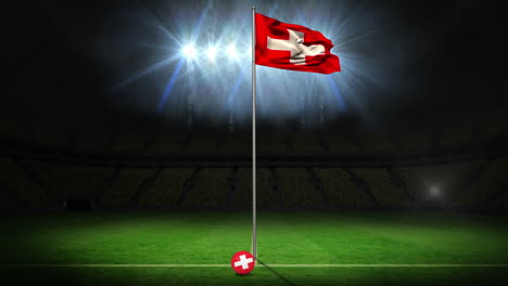 Switzerland-national-flag-waving-on-flagpole-