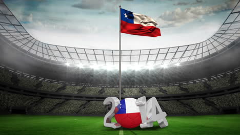 Chile-national-flag-waving-in-football-stadium