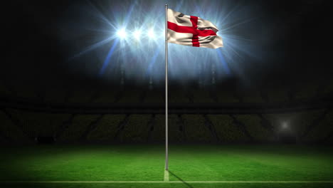 Bandera-Nacional-De-Inglaterra-Ondeando-En-El-Asta-De-La-Bandera-