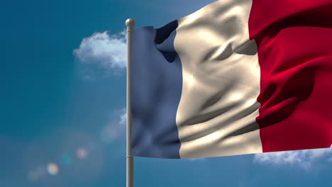 Bandera-Nacional-De-Francia-Ondeando-En-El-Asta-De-La-Bandera