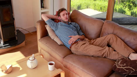 Hübscher-Junger-Mann-Entspannt-Auf-Seiner-Couch-