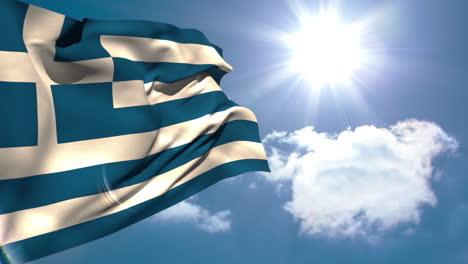 Bandera-Nacional-Griega-Ondeando