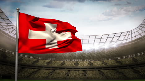 Bandera-Nacional-De-Suiza-Ondeando-En-El-Estadio