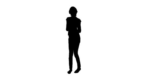 Woman-dancing-and-showing-thumbs-up-silhouette