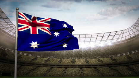 Australia-national-flag-waving-on-stadium-arena