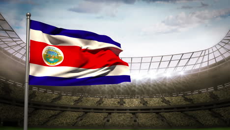 Bandera-Nacional-De-Costa-Rica-Ondeando-En-El-Estadio