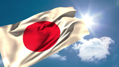 Bandera-Nacional-De-Japón-Ondeando-En-La-Brisa