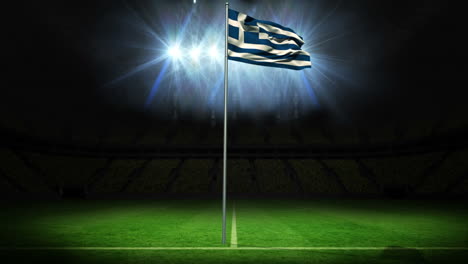 Bandera-Nacional-De-Grecia-Ondeando-En-El-Asta-De-La-Bandera
