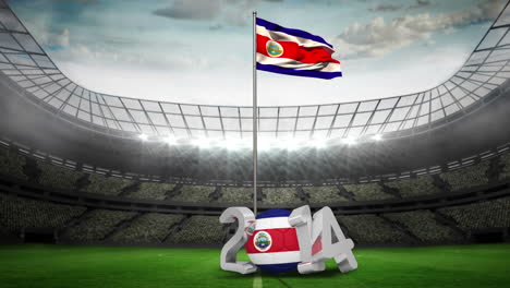 Bandera-Nacional-De-Costa-Rica-Ondeando-En-El-Estadio-De-Fútbol