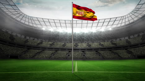 Spain-national-flag-waving-on-flagpole