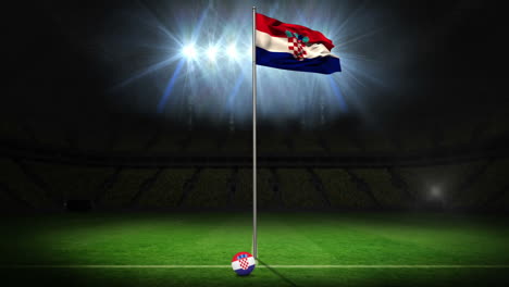 Croatia-national-flag-waving-on-flagpole-