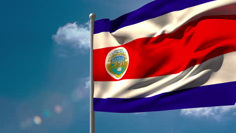 Bandera-Nacional-De-Costa-Rica-Ondeando-En-El-Asta-De-La-Bandera