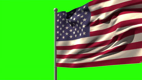 Bandera-Nacional-De-Estados-Unidos-Ondeando-En-El-Asta-De-La-Bandera