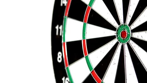 Green-dart-missing-the-bullseye-on-white-background