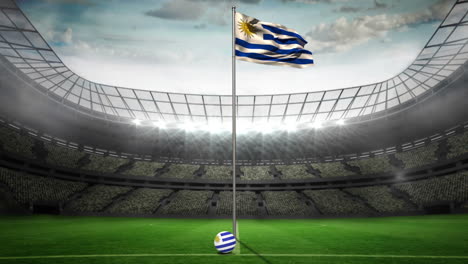 Uruguay-national-flag-waving-on-flagpole-