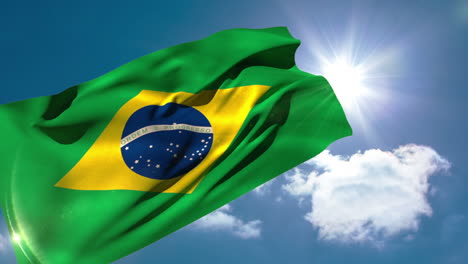 Bandera-Nacional-De-Brasil-Ondeando-En-La-Brisa