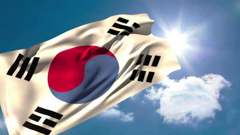 Korea-republic-national-flag-blowing-in-the-breeze