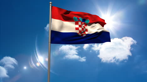 Kroatiens-Nationalflagge-Weht-Am-Fahnenmast-