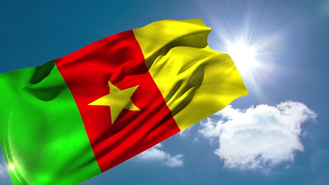 Bandera-Nacional-De-Camerún-Ondeando-En-La-Brisa