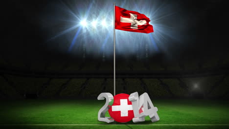 Bandera-Nacional-De-Suiza-Ondeando-En-El-Campo-De-Fútbol-Con-Mensaje
