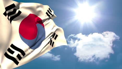 Bandera-Nacional-De-La-República-De-Corea-Ondeando