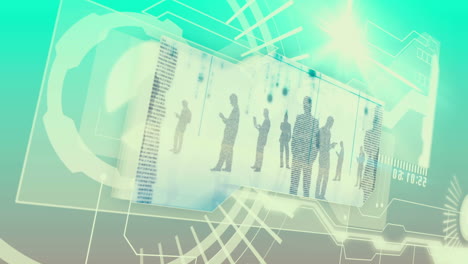 Digital-interface-with-business-people-silhouette
