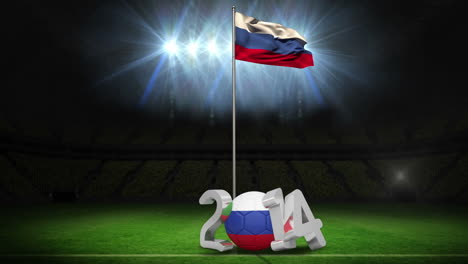 Bandera-Nacional-De-Rusia-Ondeando-En-El-Campo-De-Fútbol-Con-Mensaje