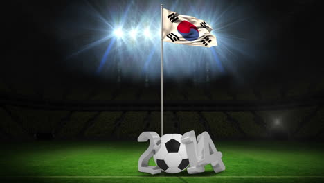 Bandera-Nacional-De-La-República-De-Corea-Ondeando-En-Un-Asta-Con-Mensaje-De-2014
